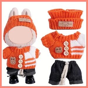 Labubu Orange and Black three piece Knit Monster Outfit